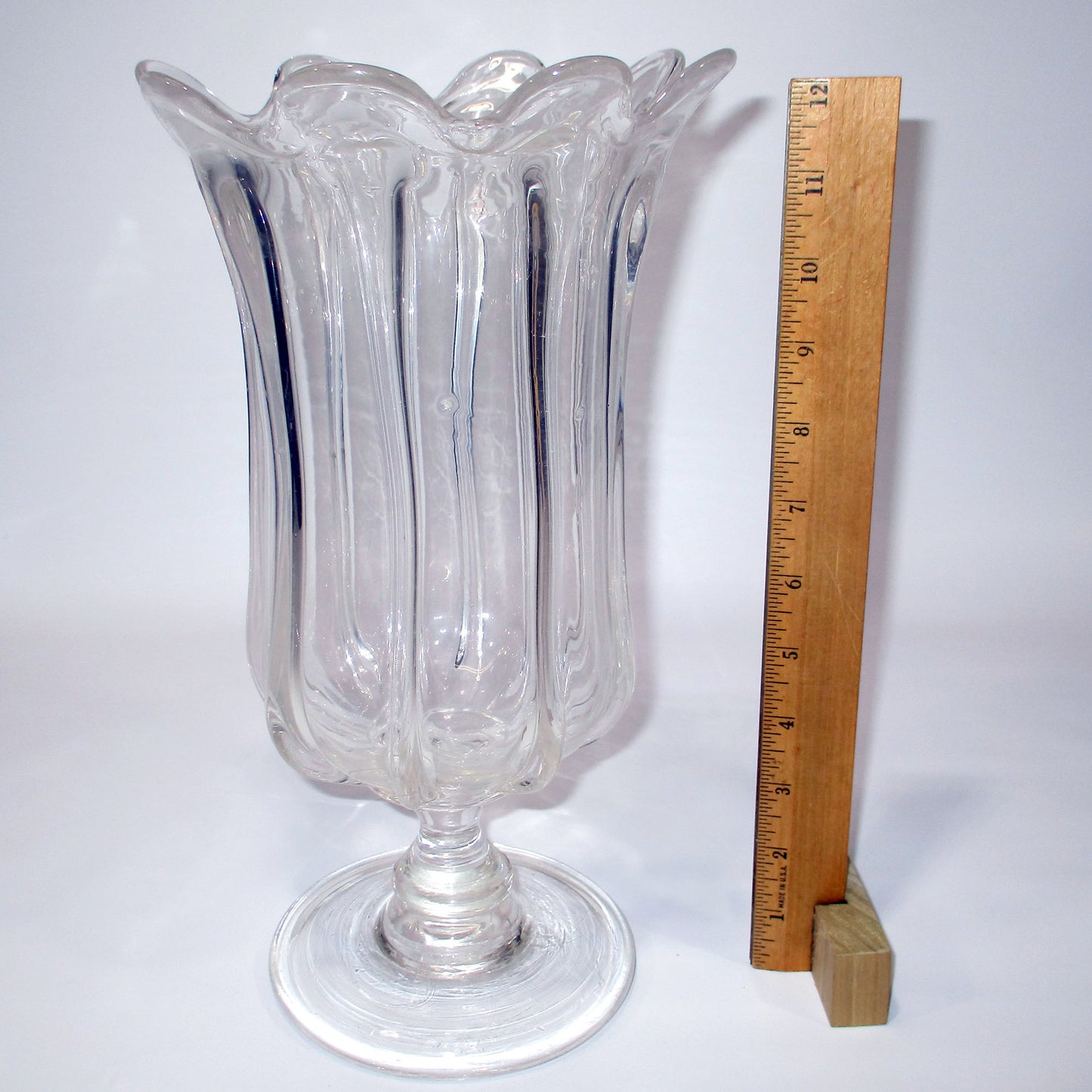 Antique Pittsburgh Glass Blown-molded 8 Rib Pillar Celery Vase