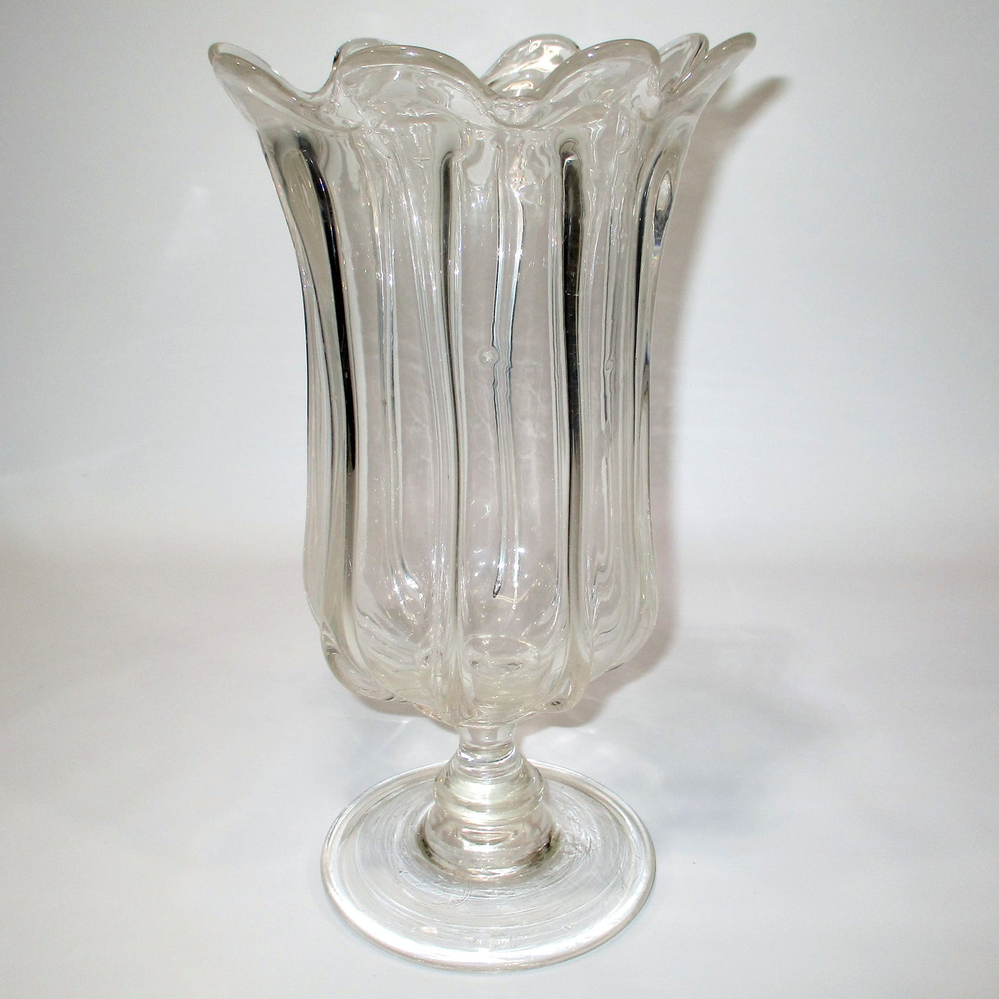 Antique Pittsburgh Glass Blown-molded 8 Rib Pillar Celery Vase