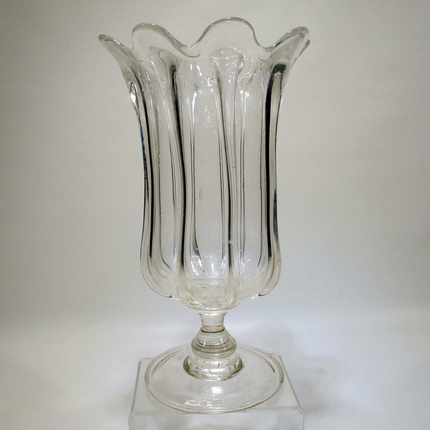Antique Pittsburgh Glass Blown-molded 8 Rib Pillar Celery Vase