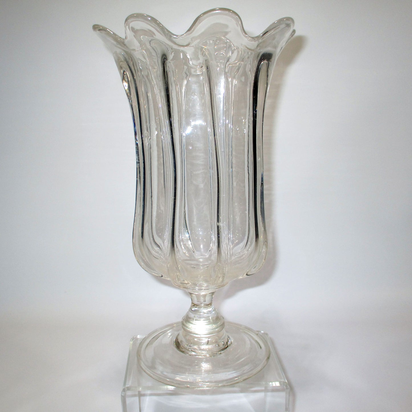 Antique Pittsburgh Glass Blown-molded 8 Rib Pillar Celery Vase