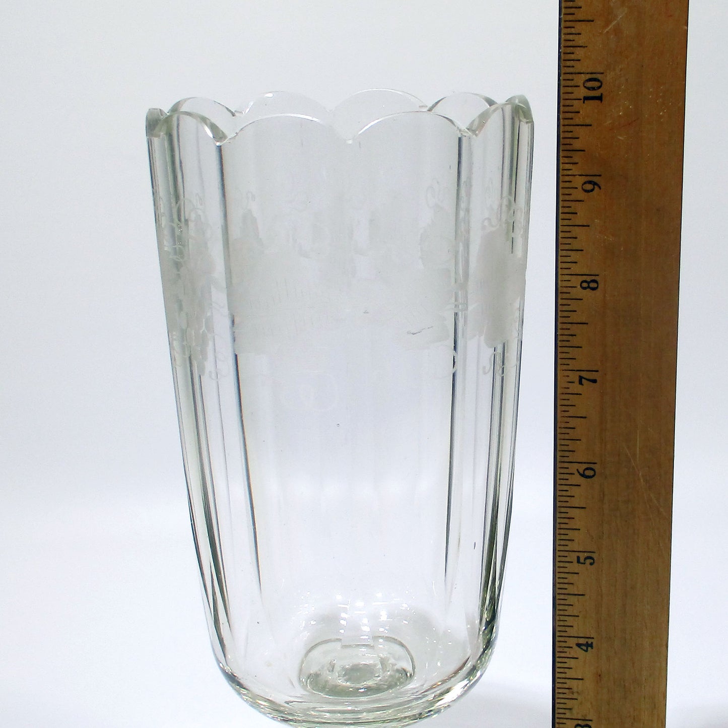 New England Boston and Sandwich Glass Etched Celery Vase