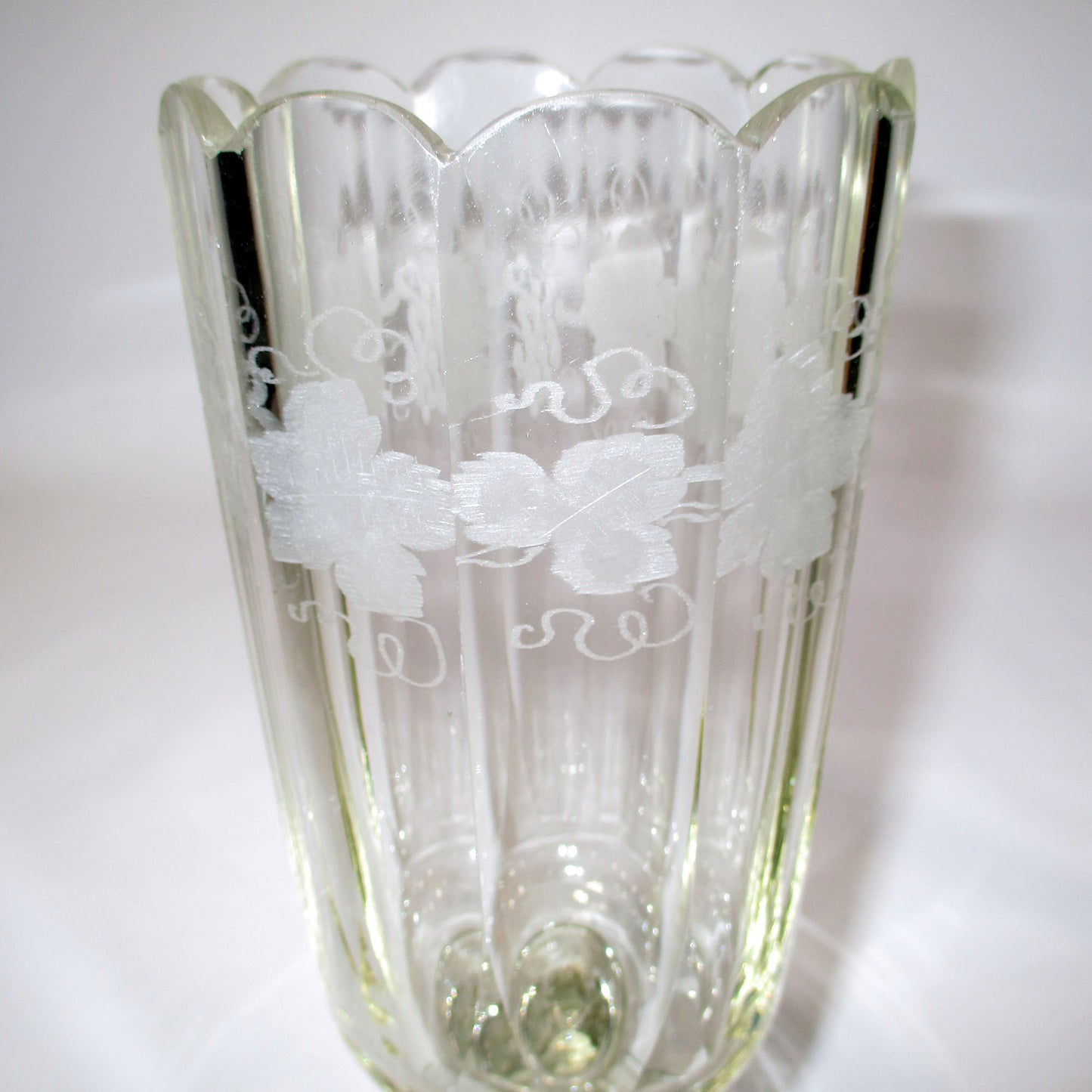 New England Boston and Sandwich Glass Etched Celery Vase