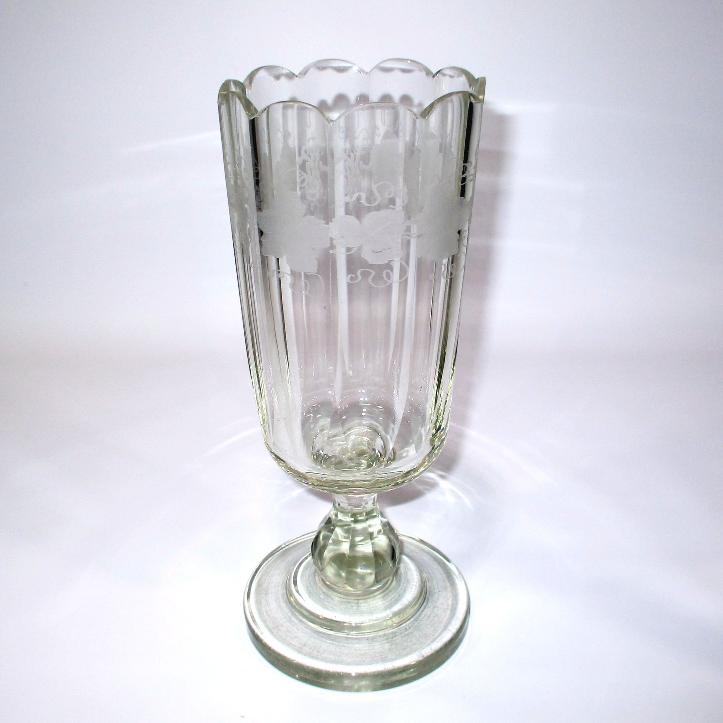 New England Boston and Sandwich Glass Etched Celery Vase