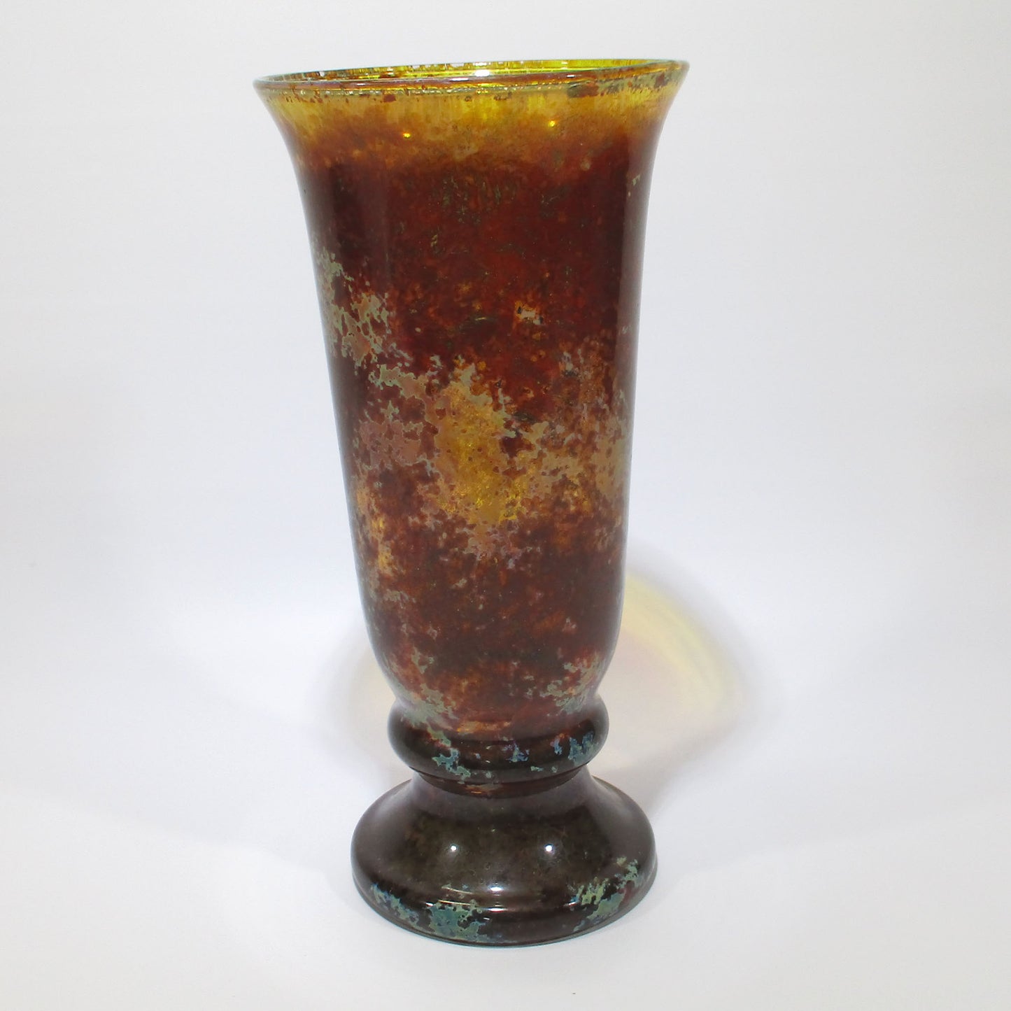 Hand-Blown Iridescent Art Glass Vase 12" Tall