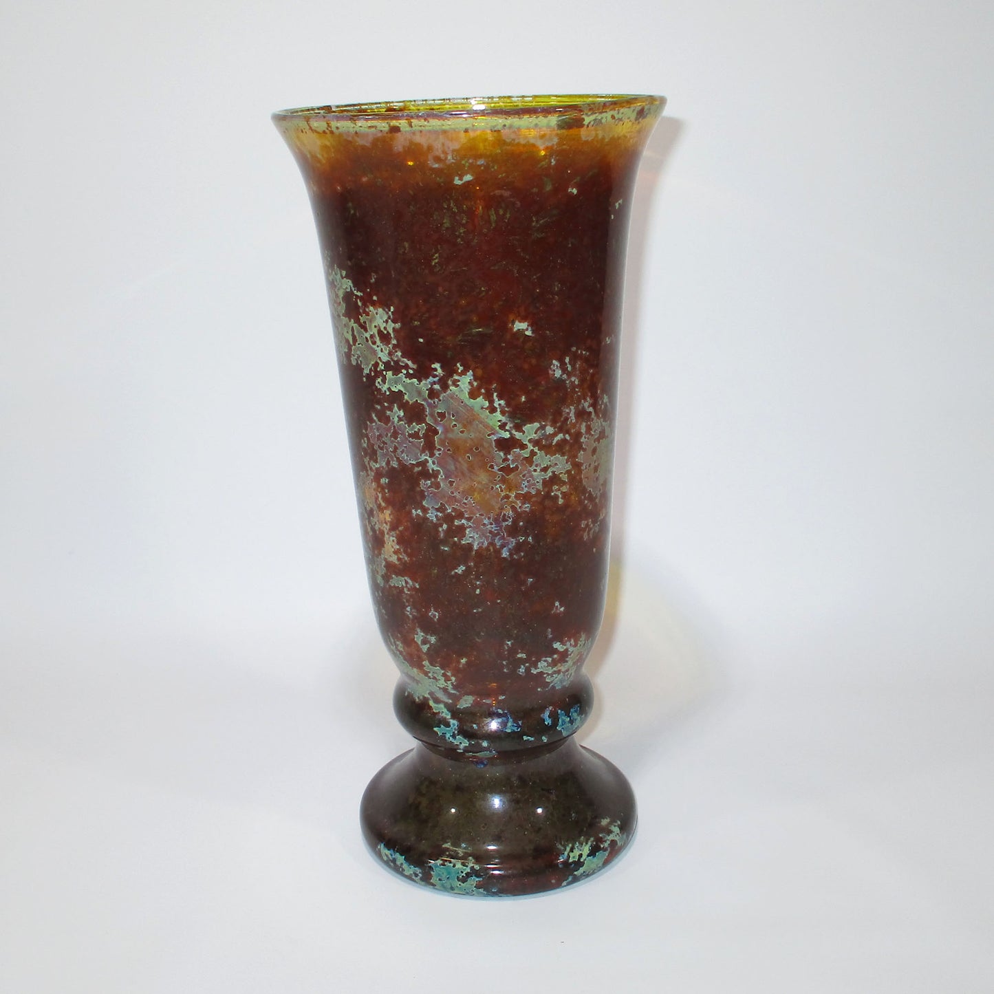 Hand-Blown Iridescent Art Glass Vase 12" Tall