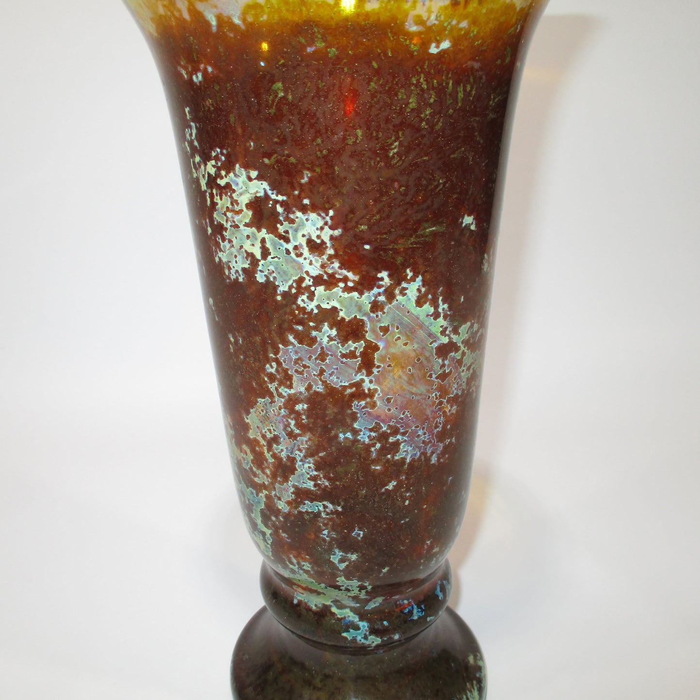 Hand-Blown Iridescent Art Glass Vase 12" Tall