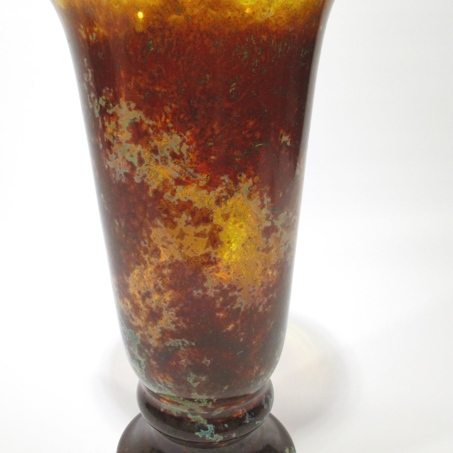 Hand-Blown Iridescent Art Glass Vase 12" Tall