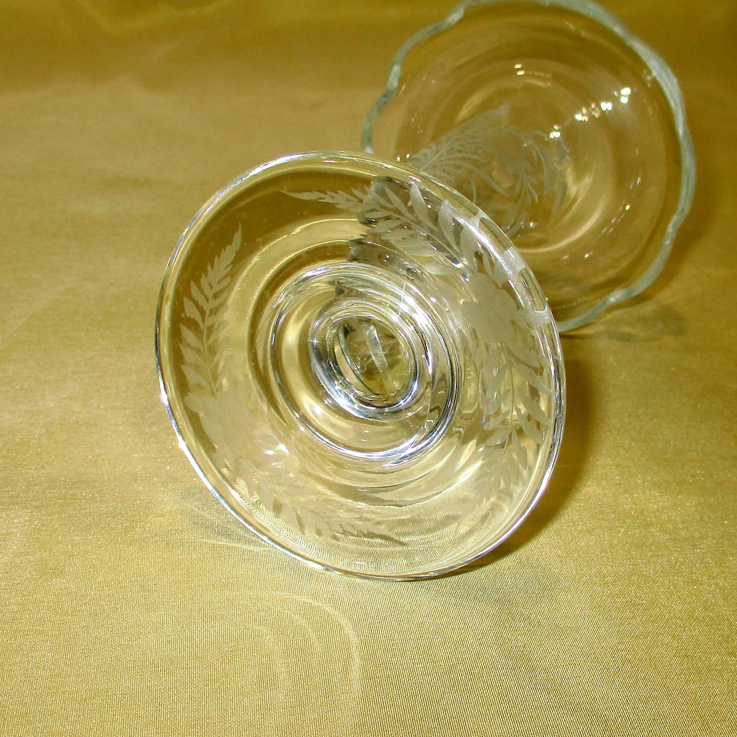 Engraved Glass Cornucopia Epergnes Pair 19th Century