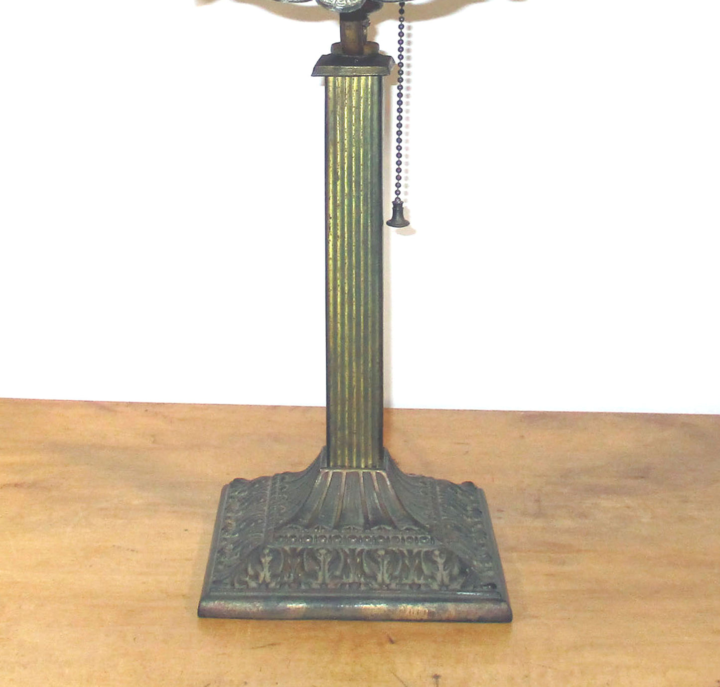 Antique Slag Glass Panel Lamp Signed Salem Brothers