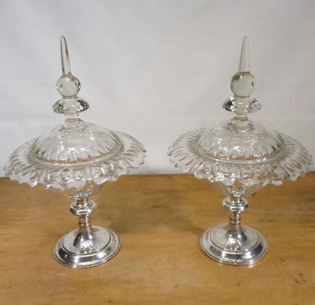 Baccarat Cut Crystal and Sterling Silver Covered Compotes 19th Century