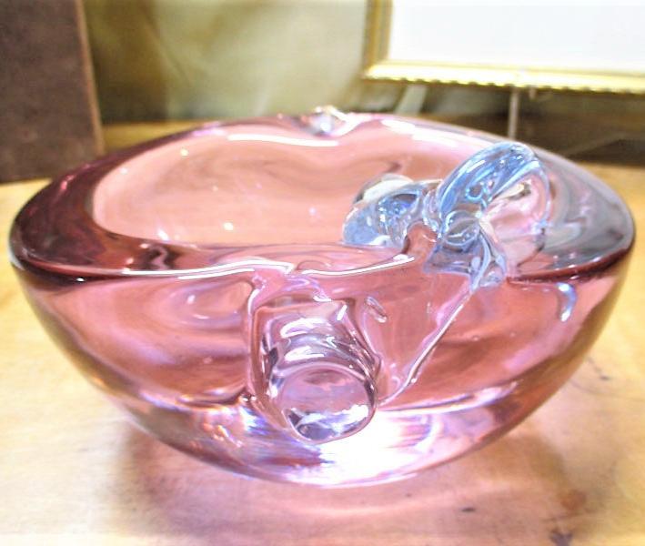 Alfredo Barbini Apple Bowl Murano Reactive Alexandrite Glass