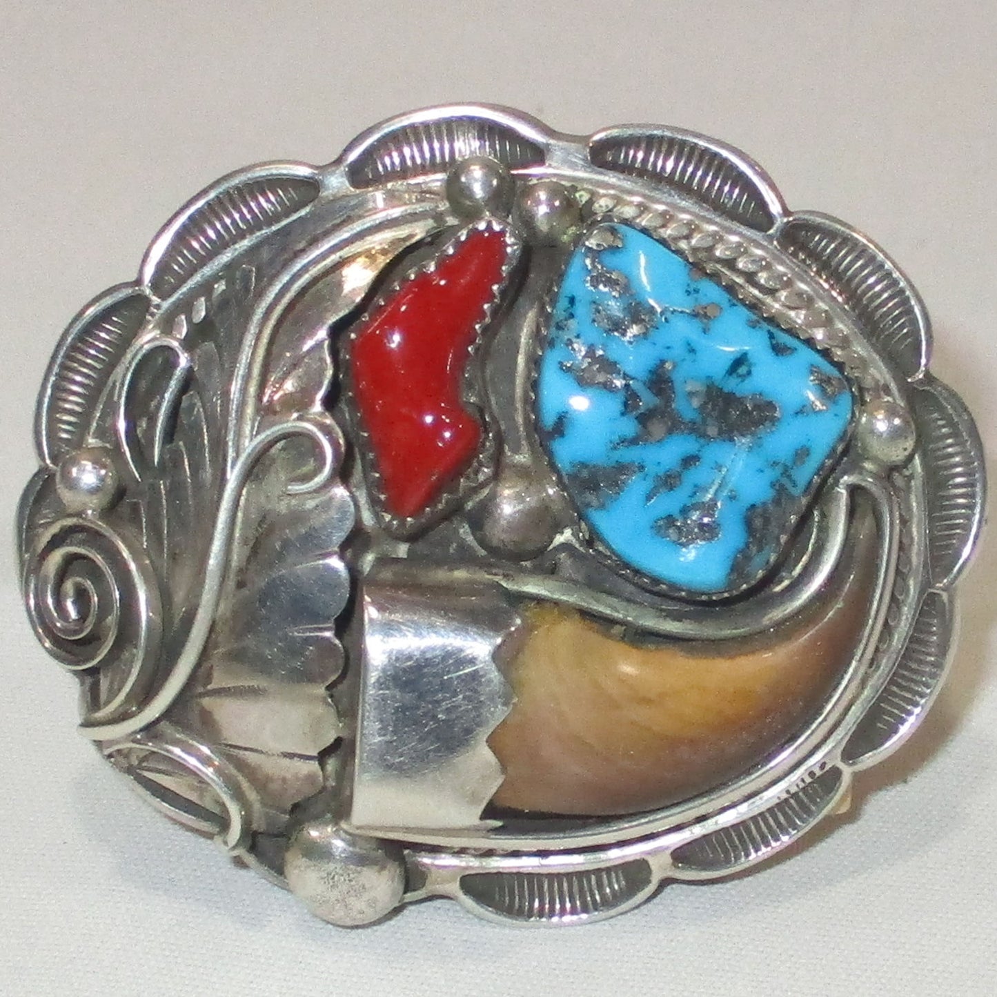 Signed Navajo Mark Apachito Hand Stamped Silver Concho Buckle Unfinished