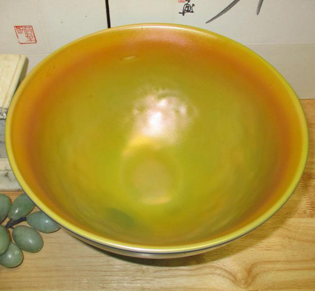 Aurene or Favrile Style Iridescent Art Glass Bowl Huge!