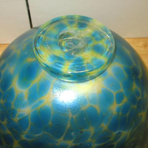 Aurene or Favrile Style Iridescent Art Glass Bowl Huge!