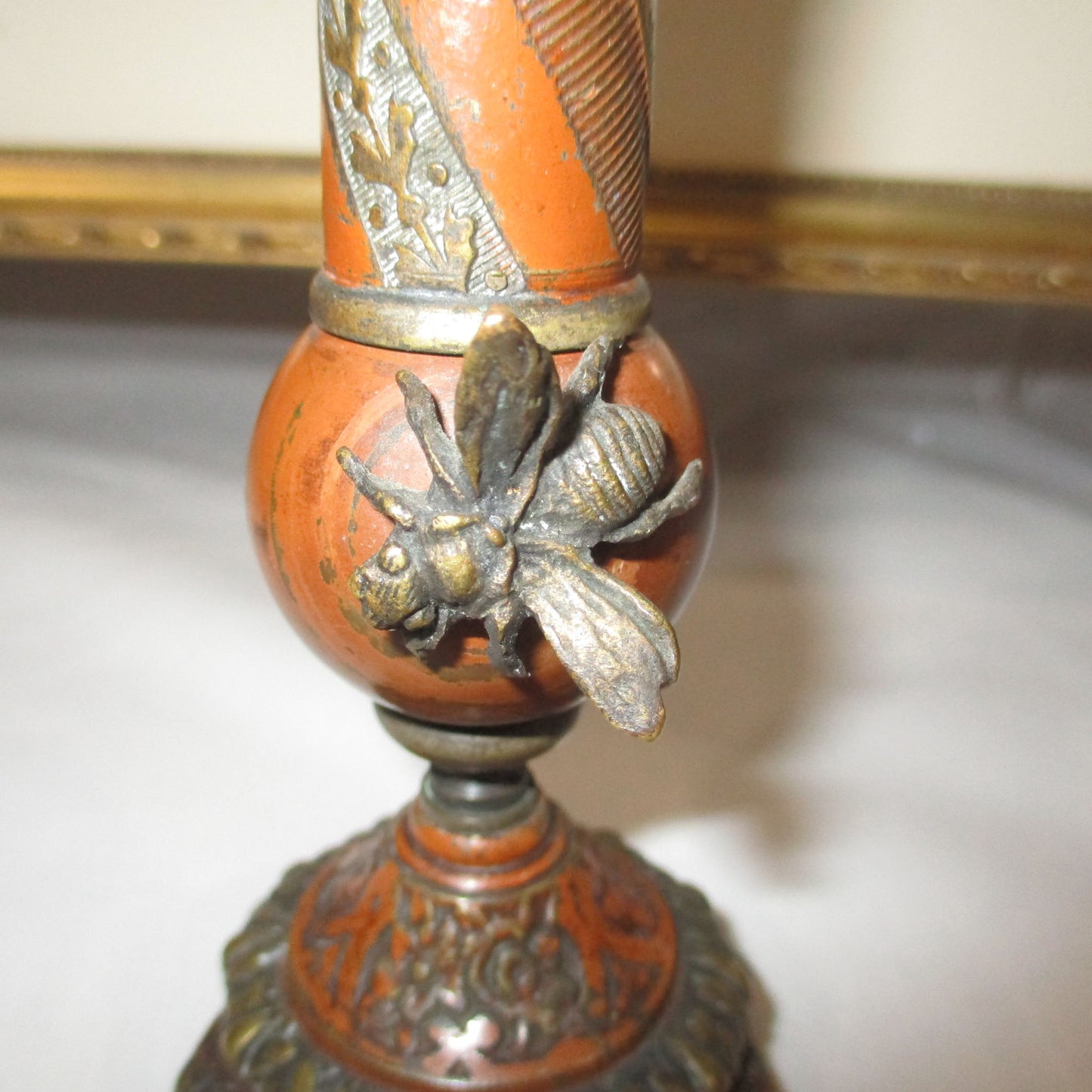 PG 57 Victorian Enameled Bronze Figural Bronze Vase