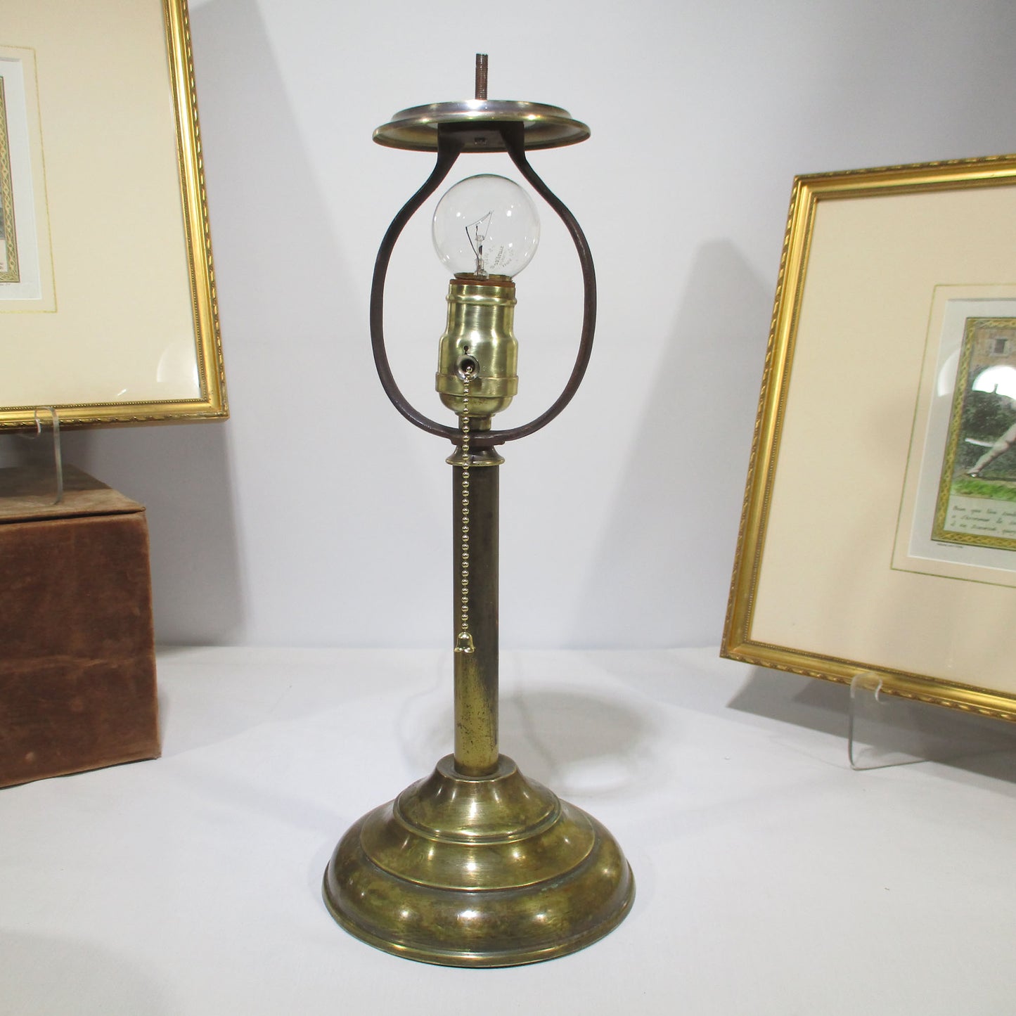 Signed Pittsburgh Lamp with Green Cased Cracked Ice Lamp