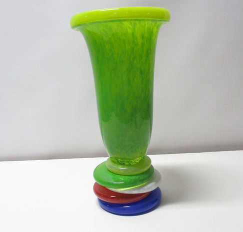 MCM Modern Ivan Stefanik Czech Spatter Art Glass Vase Signed