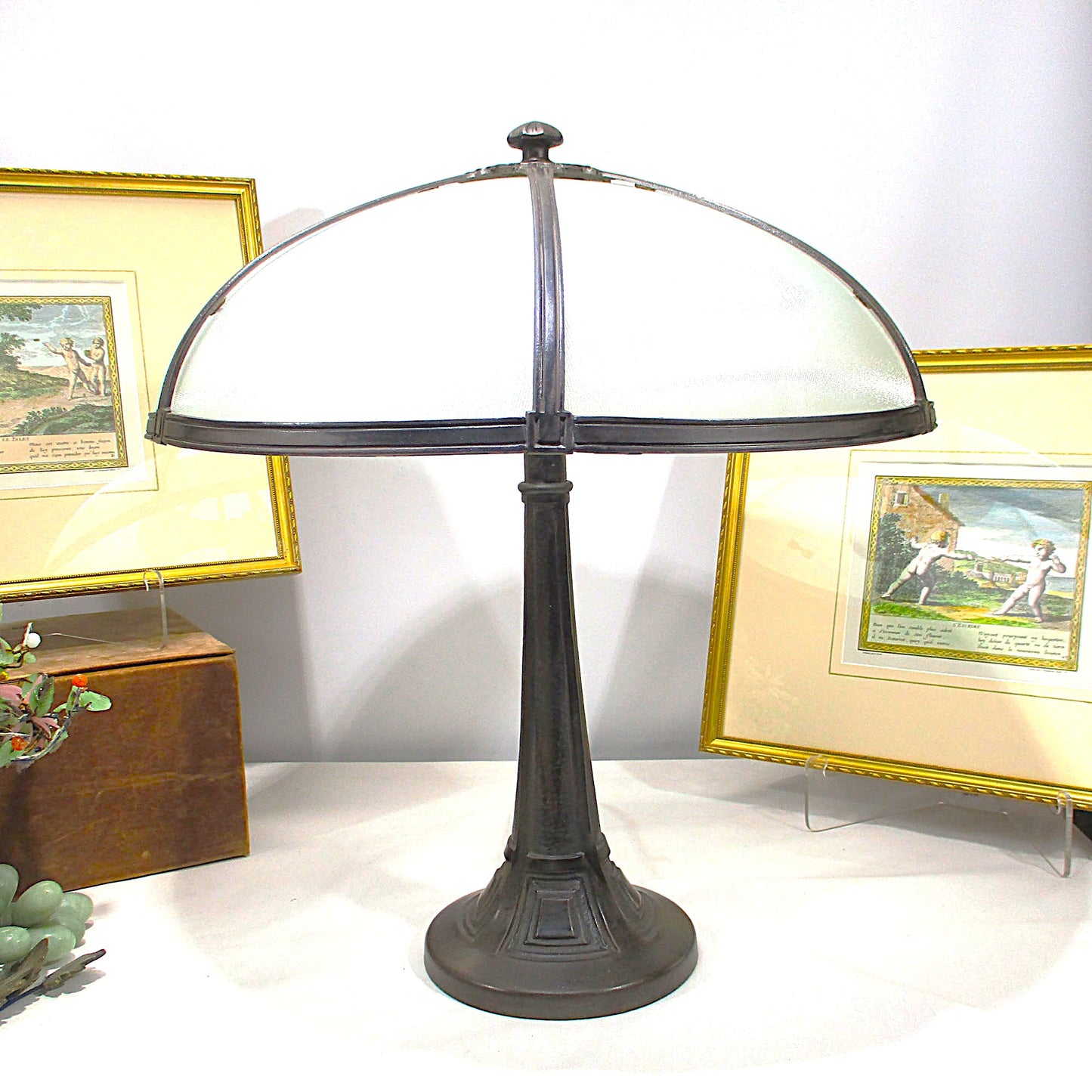 Bradley and Hubbard Huge Slag Glass Panel Lamp Arts and Crafts PG 58