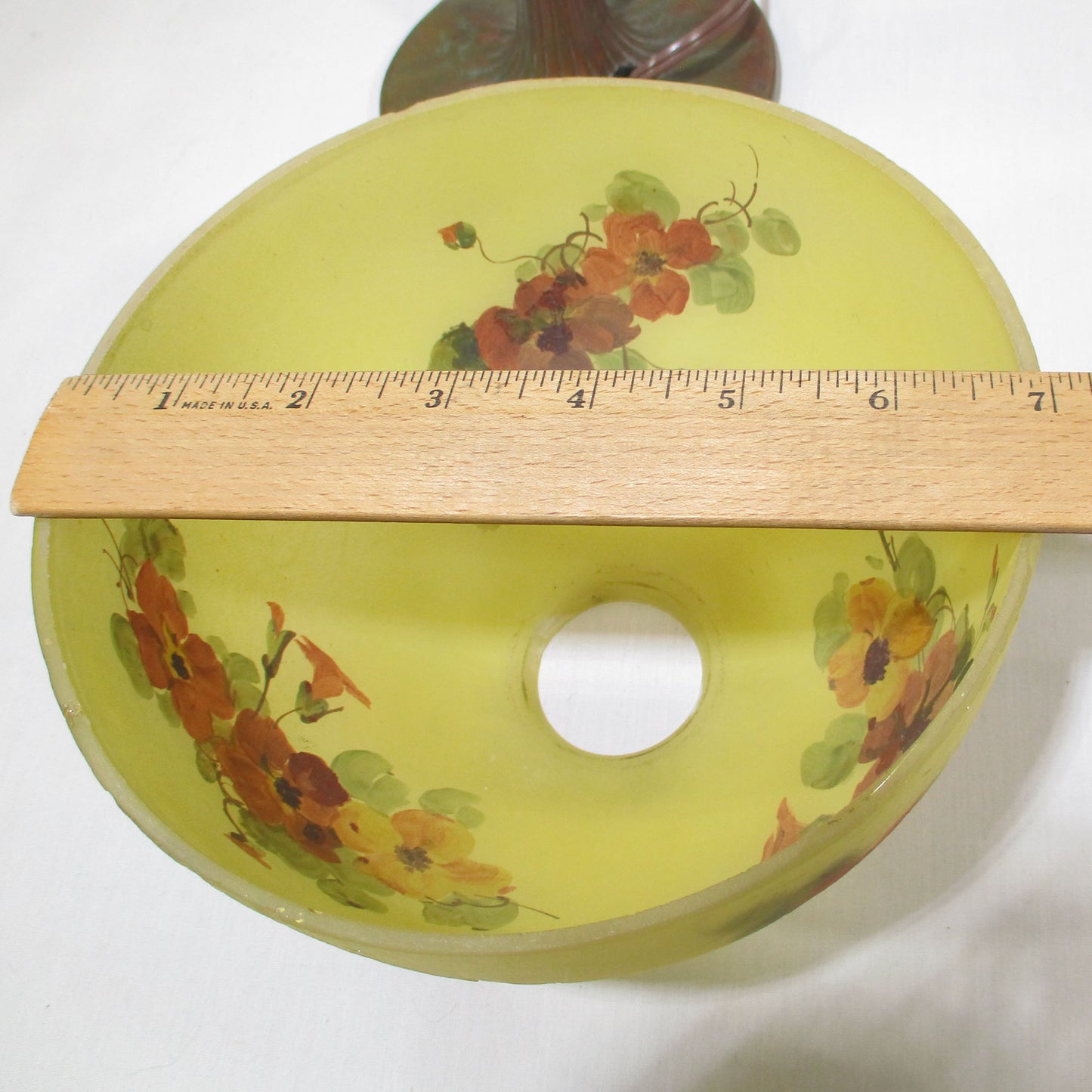 Handel Reverse Painted Arts and Crafts Desk or Boudoir Bronze Lamp Signed 1522