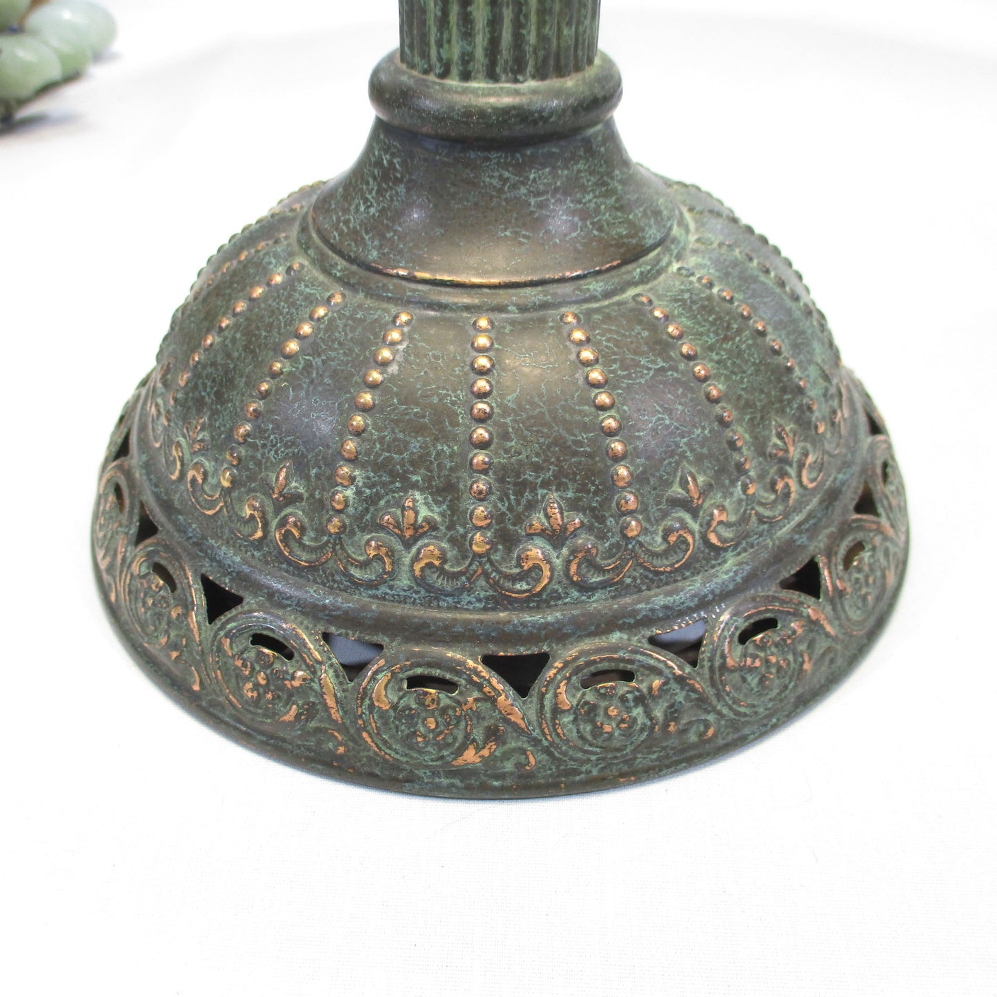 Bradley and Hubbard Lily Lamp with Green Cased Glass Fleur De Lis Lily Shade PG28