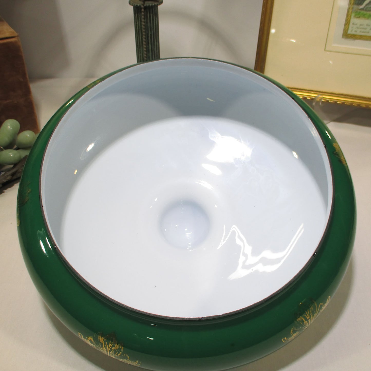 Bradley and Hubbard Lily Lamp with Green Cased Glass Fleur De Lis Lily Shade PG28