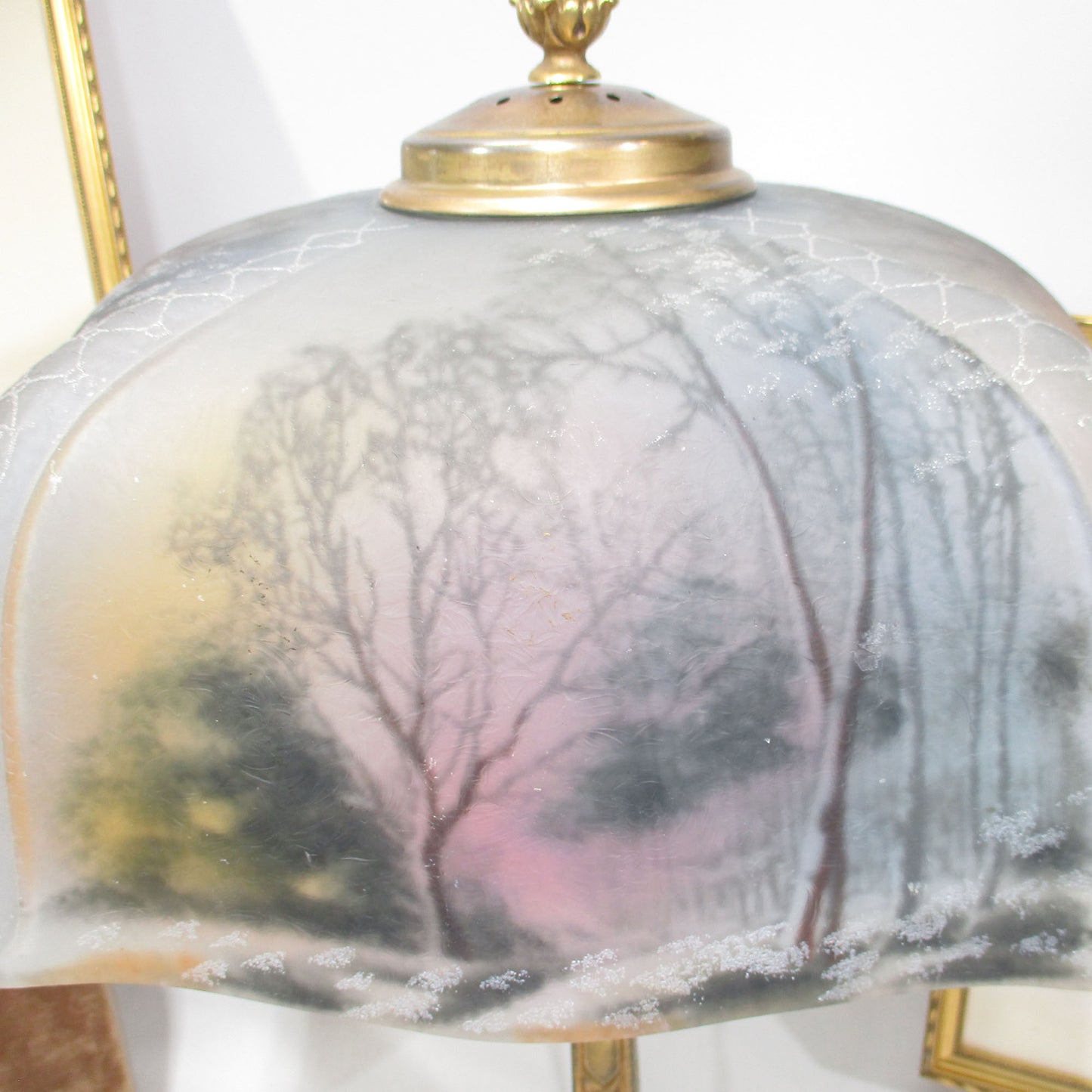 Pittsburgh Lamp with Reverse Painted Shade Winter Scene PG40