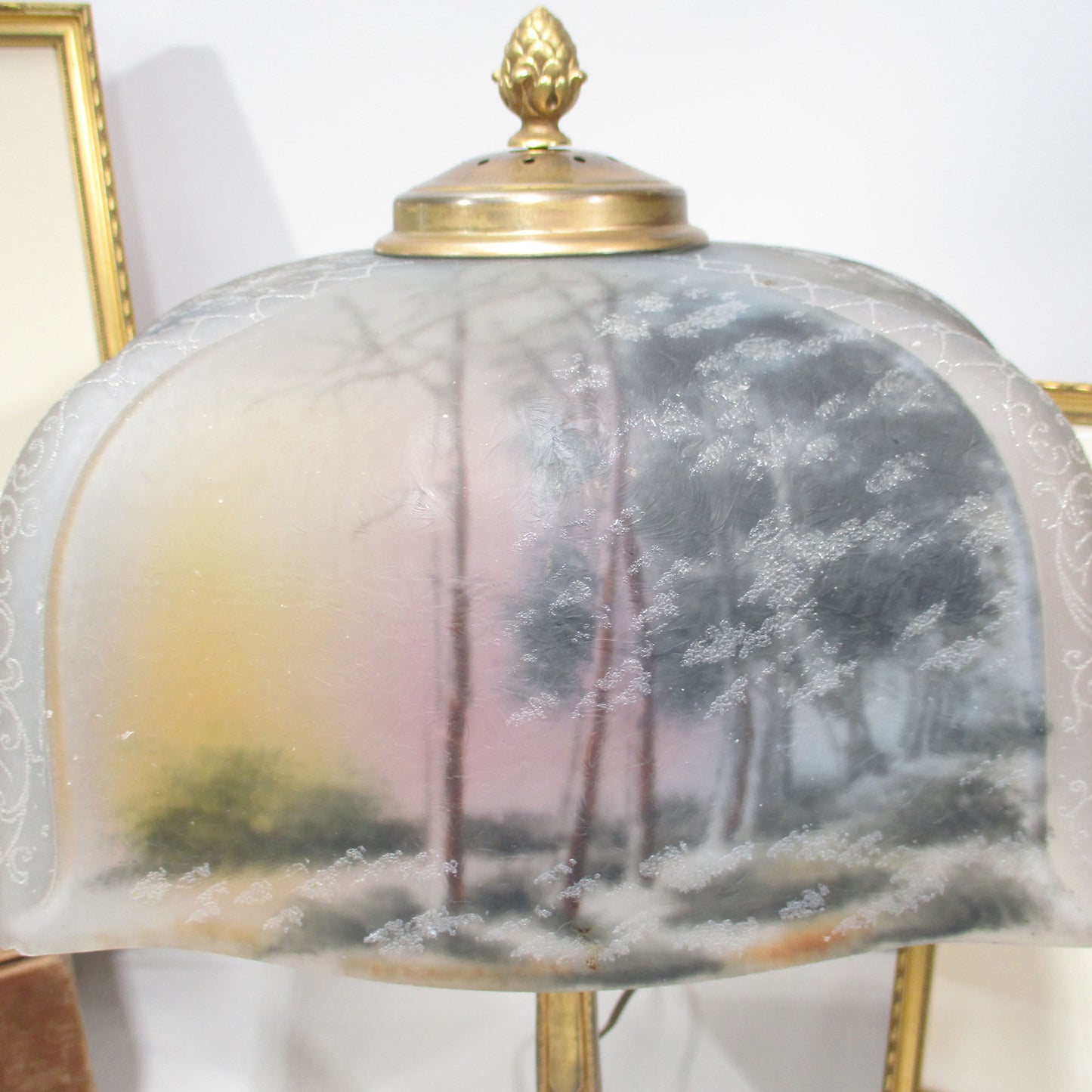Pittsburgh Lamp with Reverse Painted Shade Winter Scene PG40