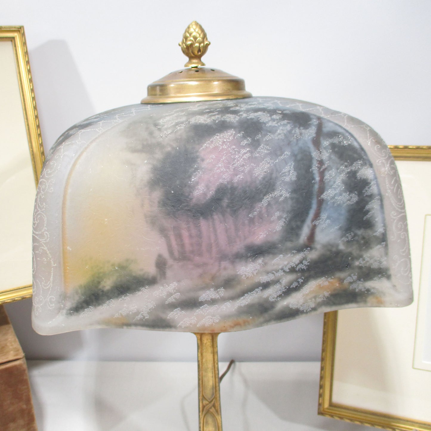 Pittsburgh Lamp with Reverse Painted Shade Winter Scene PG40