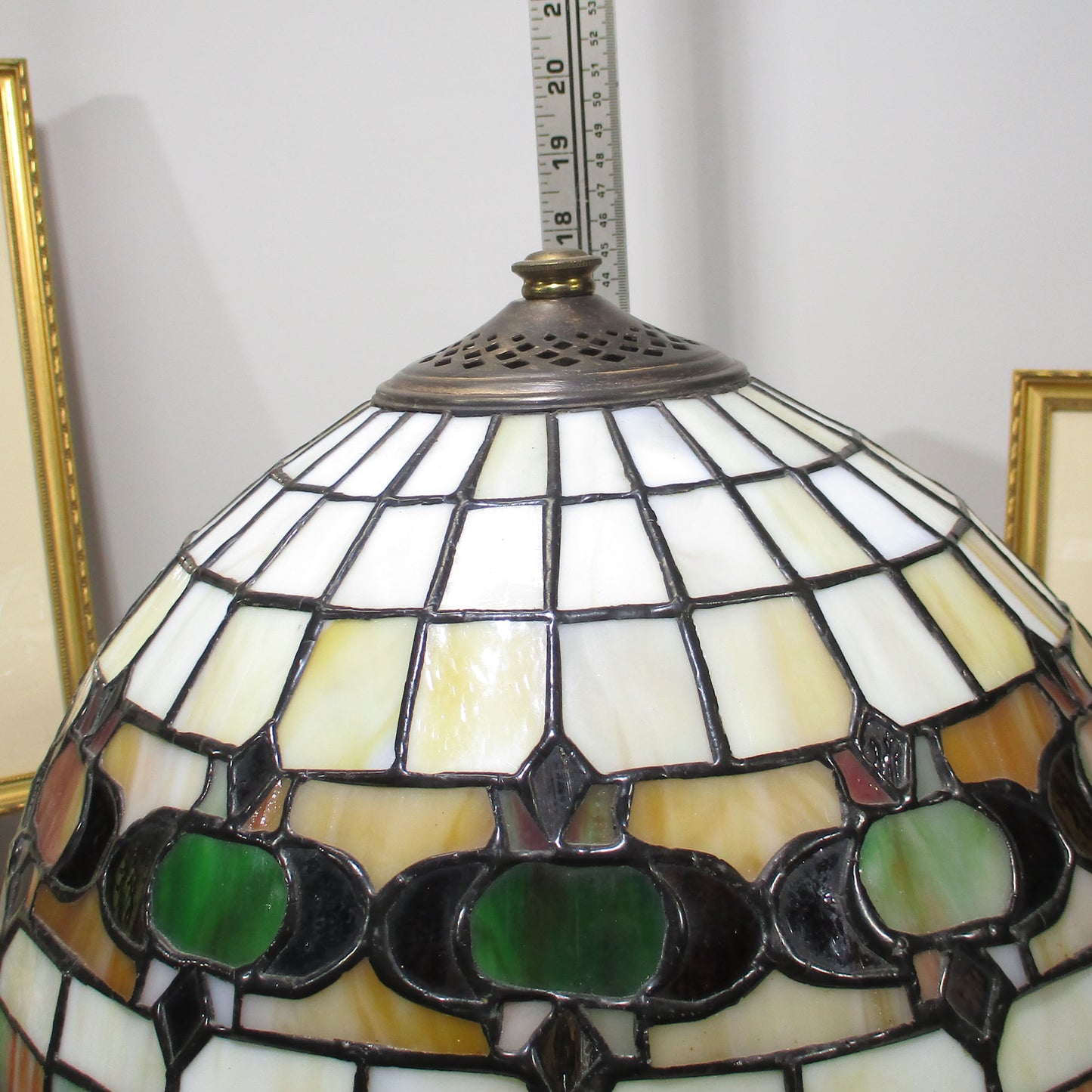 Leaded Stained Slag Glass Shade with Bradley and Hubbard Base