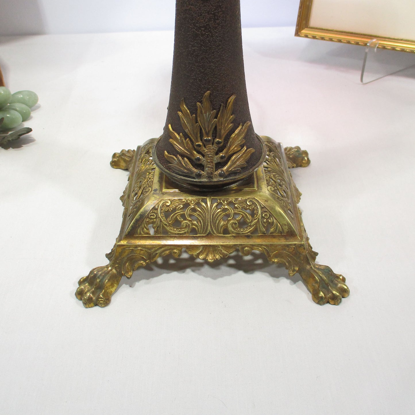 Victorian Brass and Quilted Diamond Cranberry Art Glass Torchiere Lamp B & H