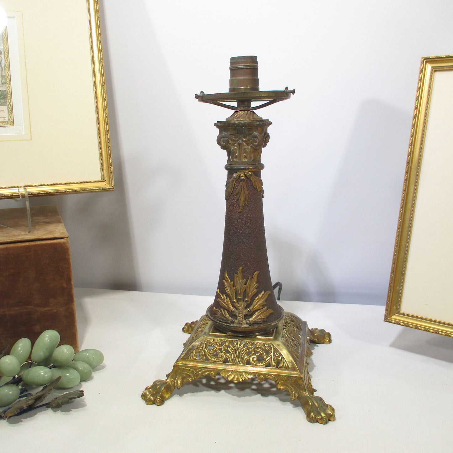 Victorian Brass and Quilted Diamond Cranberry Art Glass Torchiere Lamp B & H