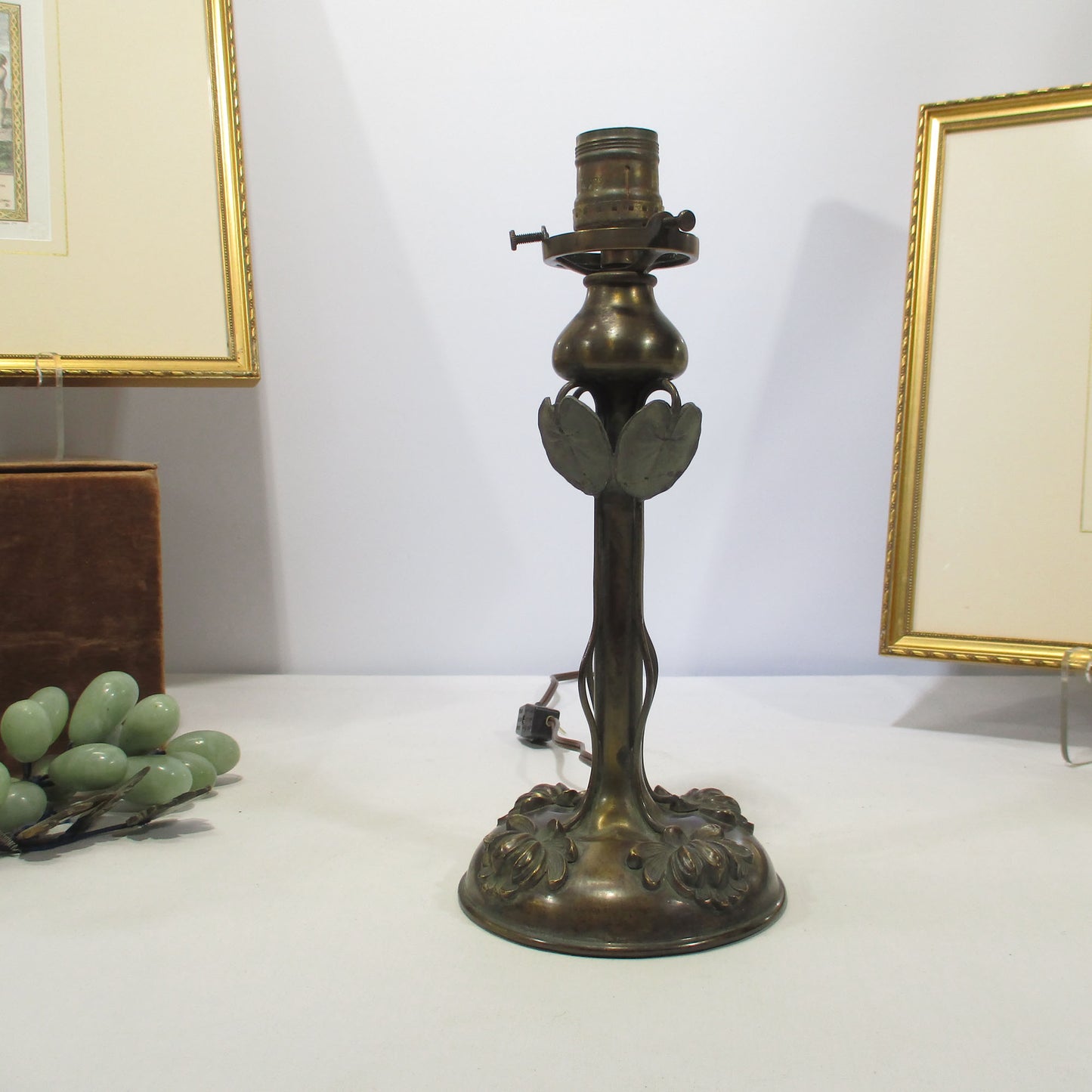 Antique Bradley & Hubbard Bronze Lily Torchiere Aurene Shade PG 58