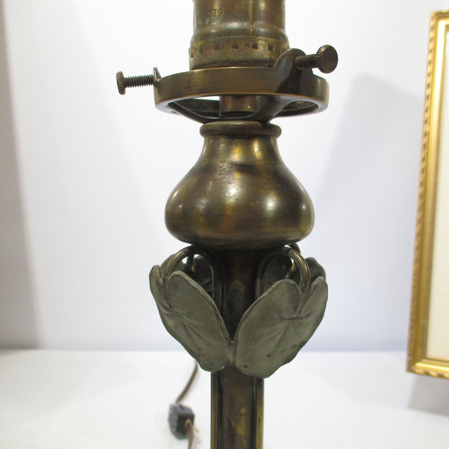 Antique Bradley & Hubbard Bronze Lily Torchiere Aurene Shade PG 58