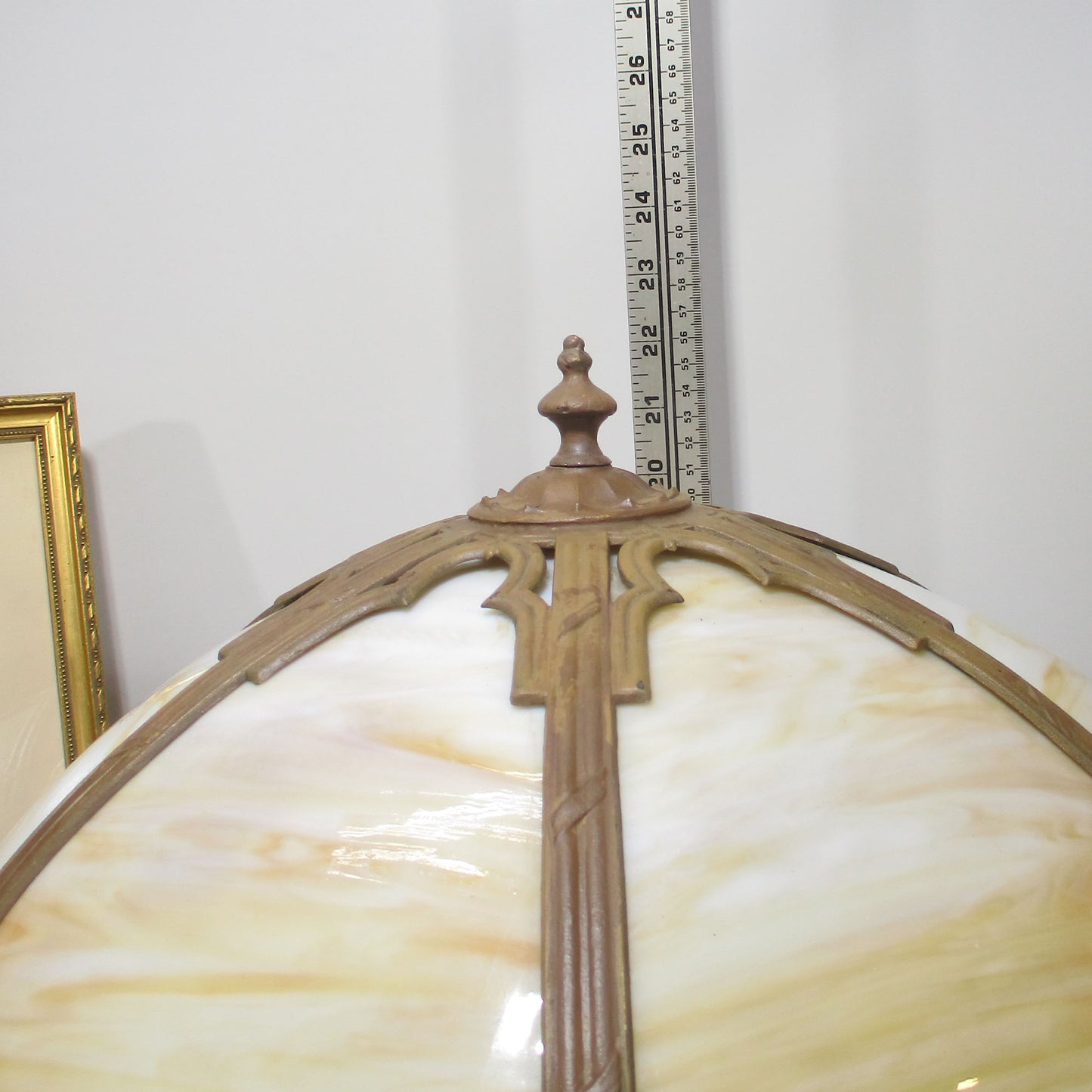 Miller Arts and Crafts Bent Panel Slag Glass Double Light Lamp 1920's