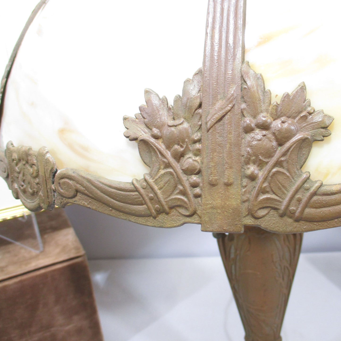 Miller Arts and Crafts Bent Panel Slag Glass Double Light Lamp 1920's