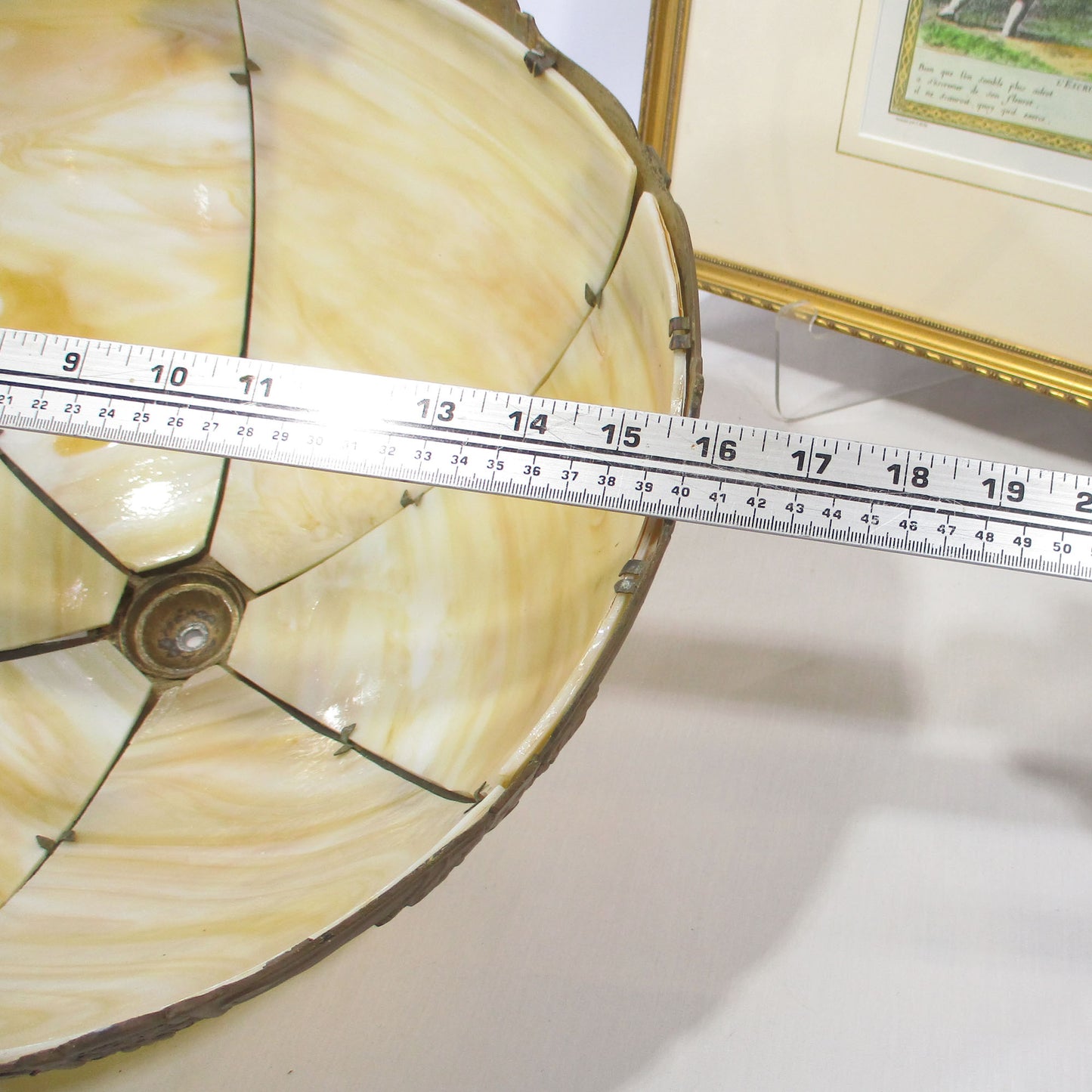 Miller Arts and Crafts Bent Panel Slag Glass Double Light Lamp 1920's