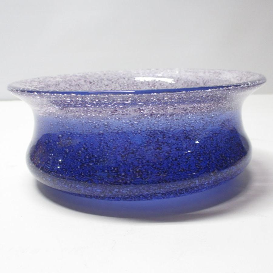 Ingeborg Lundin Orrefors Controlled Bubbles Blue Glass Bowl