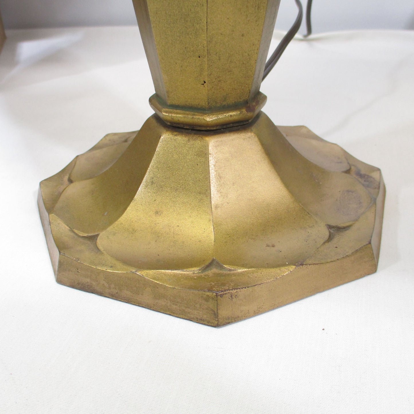Bradley & Hubbard Slag Glass Craftsman Era Brass Lamp