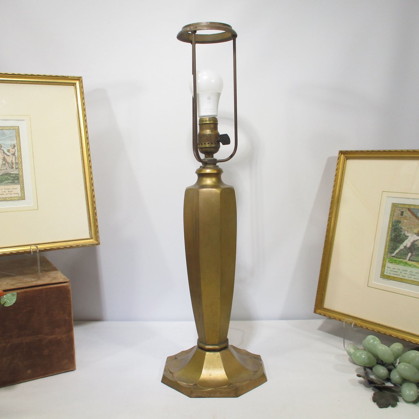 Bradley & Hubbard Slag Glass Craftsman Era Brass Lamp