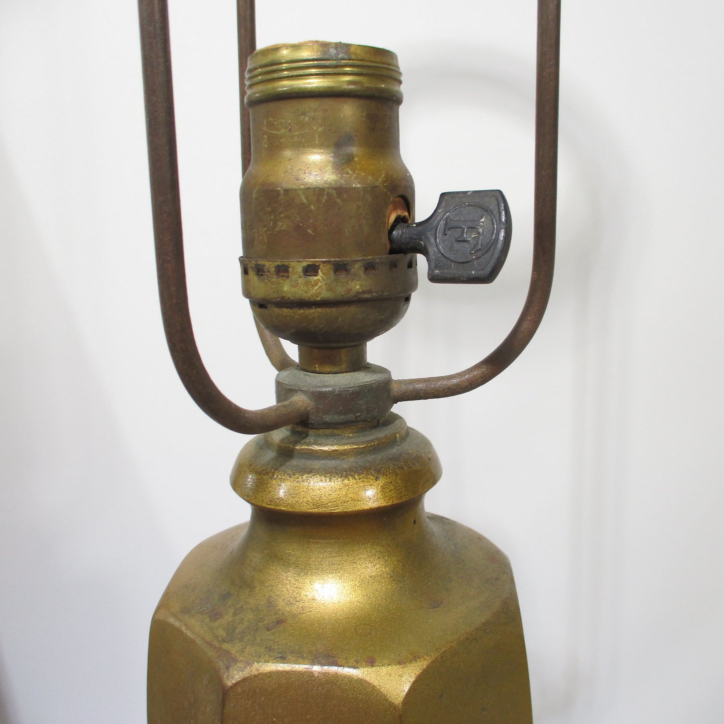 Bradley & Hubbard Slag Glass Craftsman Era Brass Lamp