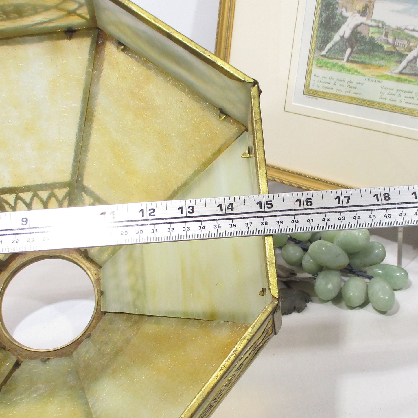 Bradley & Hubbard Slag Glass Craftsman Era Brass Lamp