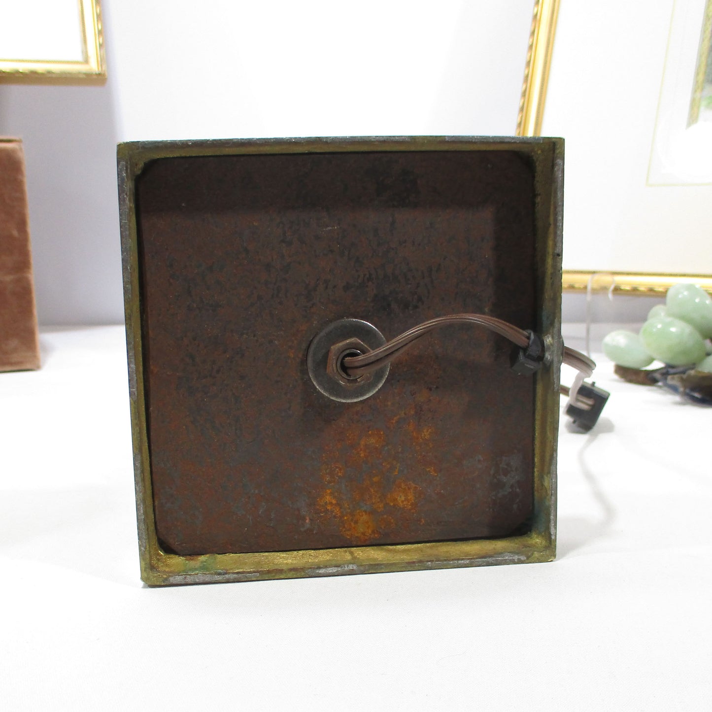 Early Bronze & Cameo Glass Torchiere Lamp Electrified