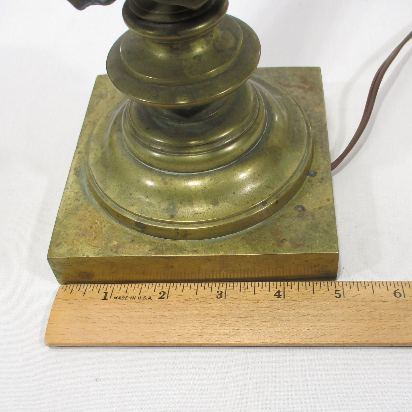Early Bronze & Cameo Glass Torchiere Lamp Electrified