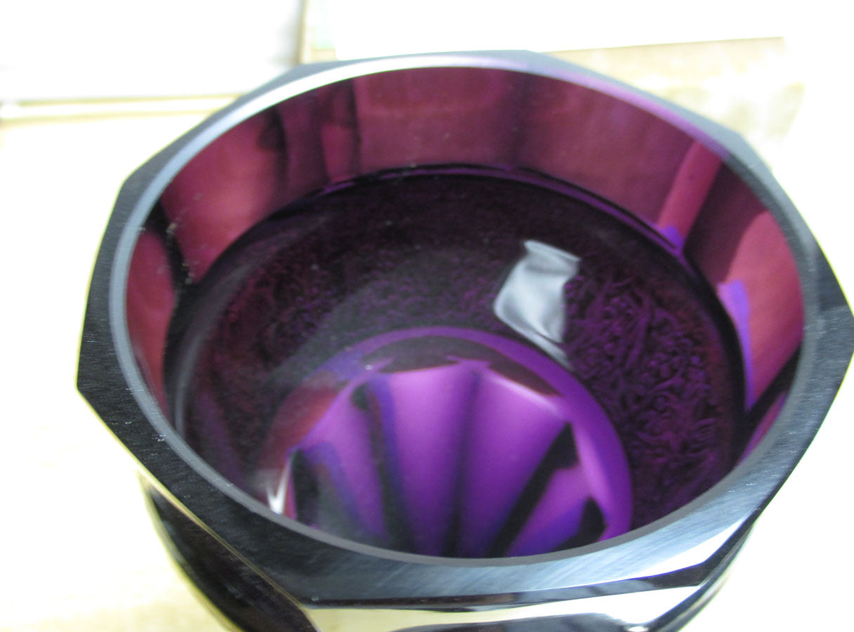 Huge 13" Moser Oroplastic Classical Frieze Amethyst Glass Vase