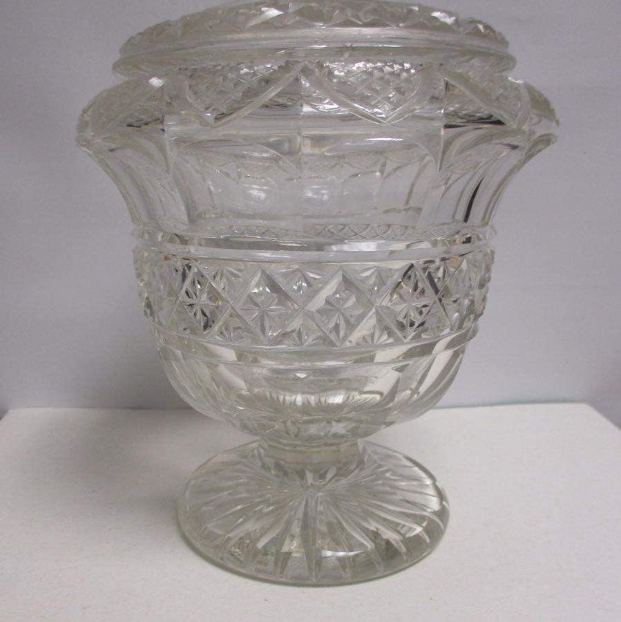 19th Century Anglo-Irish Cut Glass Covered Sweetmeat Dish or Compote