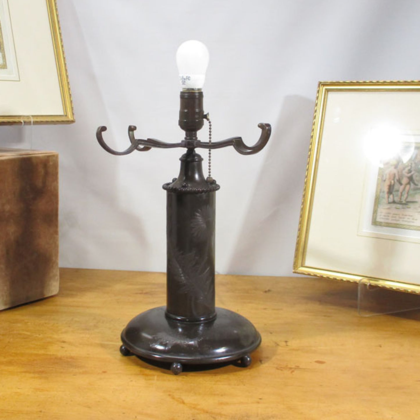 Pairpoint Reverse Painted Bronze Lamp Vienna Shade