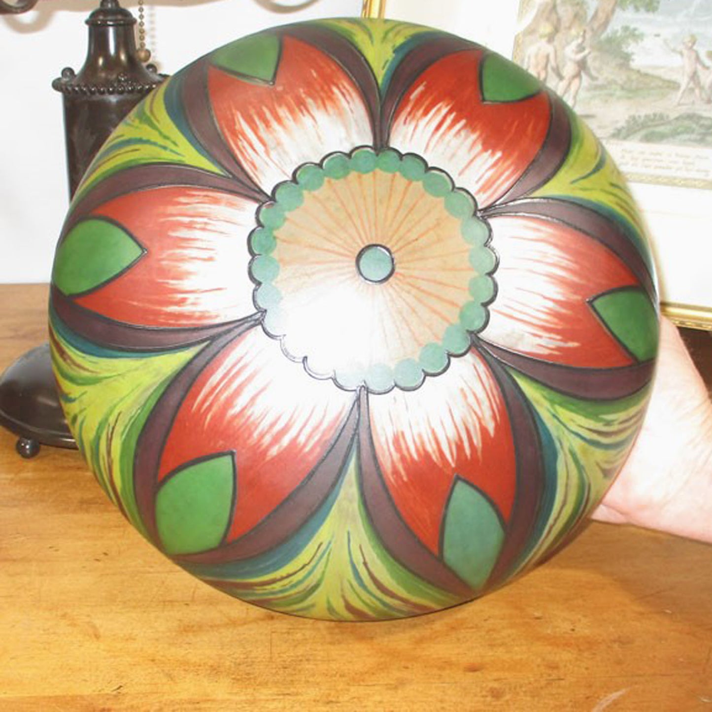 Pairpoint Reverse Painted Bronze Lamp Vienna Shade