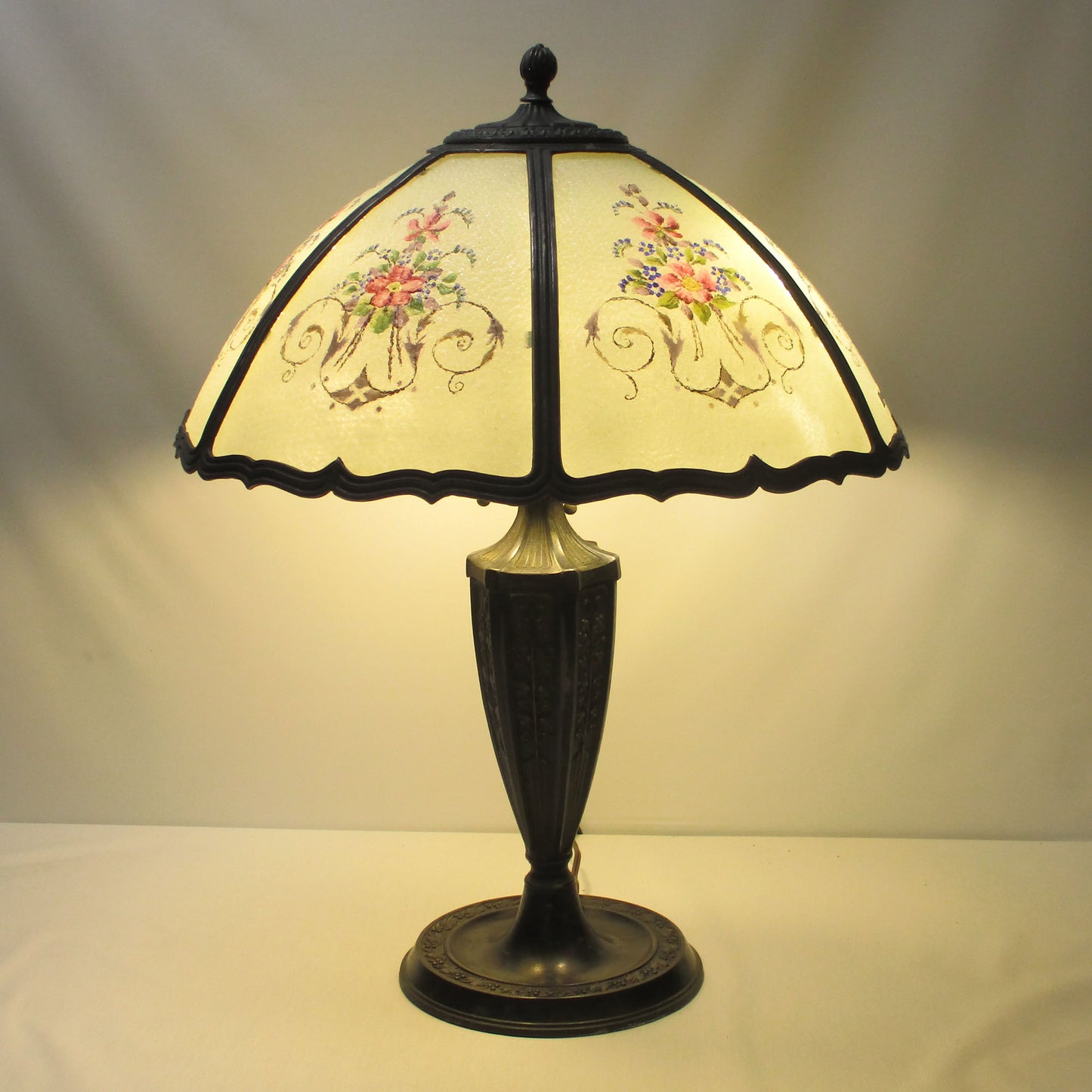 Miller Lamp Vintage-Stained Slag Glass Shade Two Light Lamp 1920's PG 42