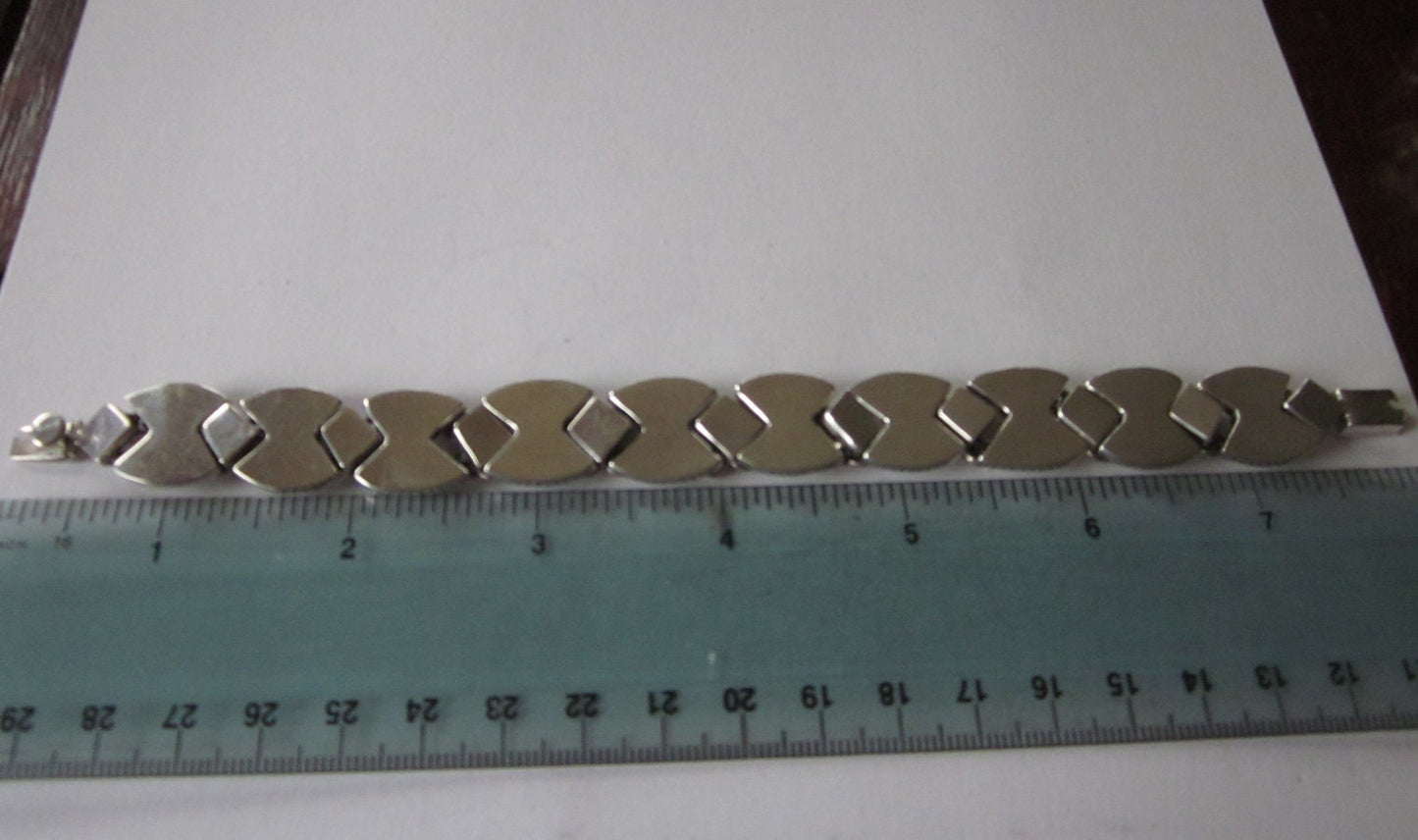 Gr 1 Vintage Mexico Taxco Sterling Silver Articulated Bracelet Heavy 57 grams