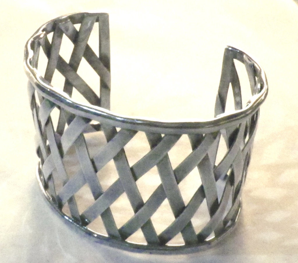 Gr 1 Heavy Sterling Silver Bangle Cuff Bracelet 2" Wide 52.75 Grams